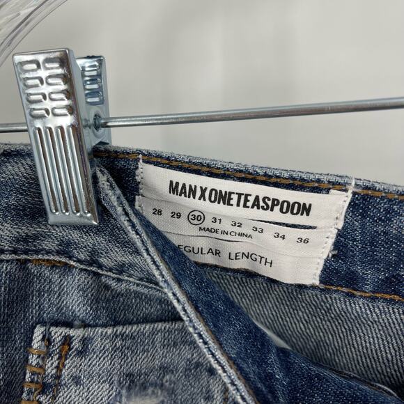 One Teaspoon Mr Whites Denim Jeans Blue Suede Men's 30R NWT Crop - Picture 6 of 8